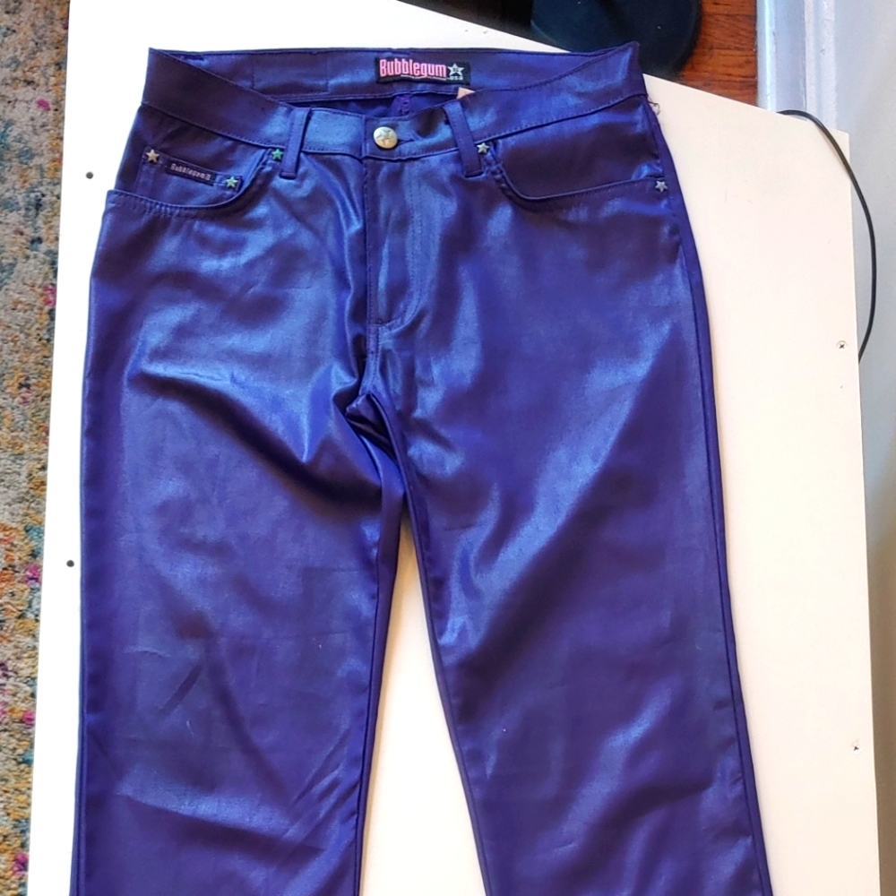 Y2k Purple Bubblegum Vinyl Bootcut Pants